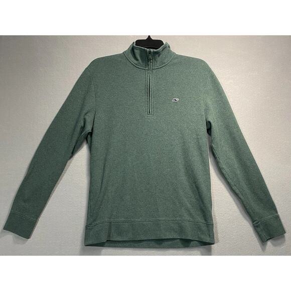 Vineyard Vines Pullover Mens Small Green Performance Half Zip Sweater Whale Logo - Picture 1 of 6